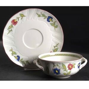 Villeroy & Boch “Persia” Discontinued Retired Porcelain Flat Cream Soup Bowl Set
